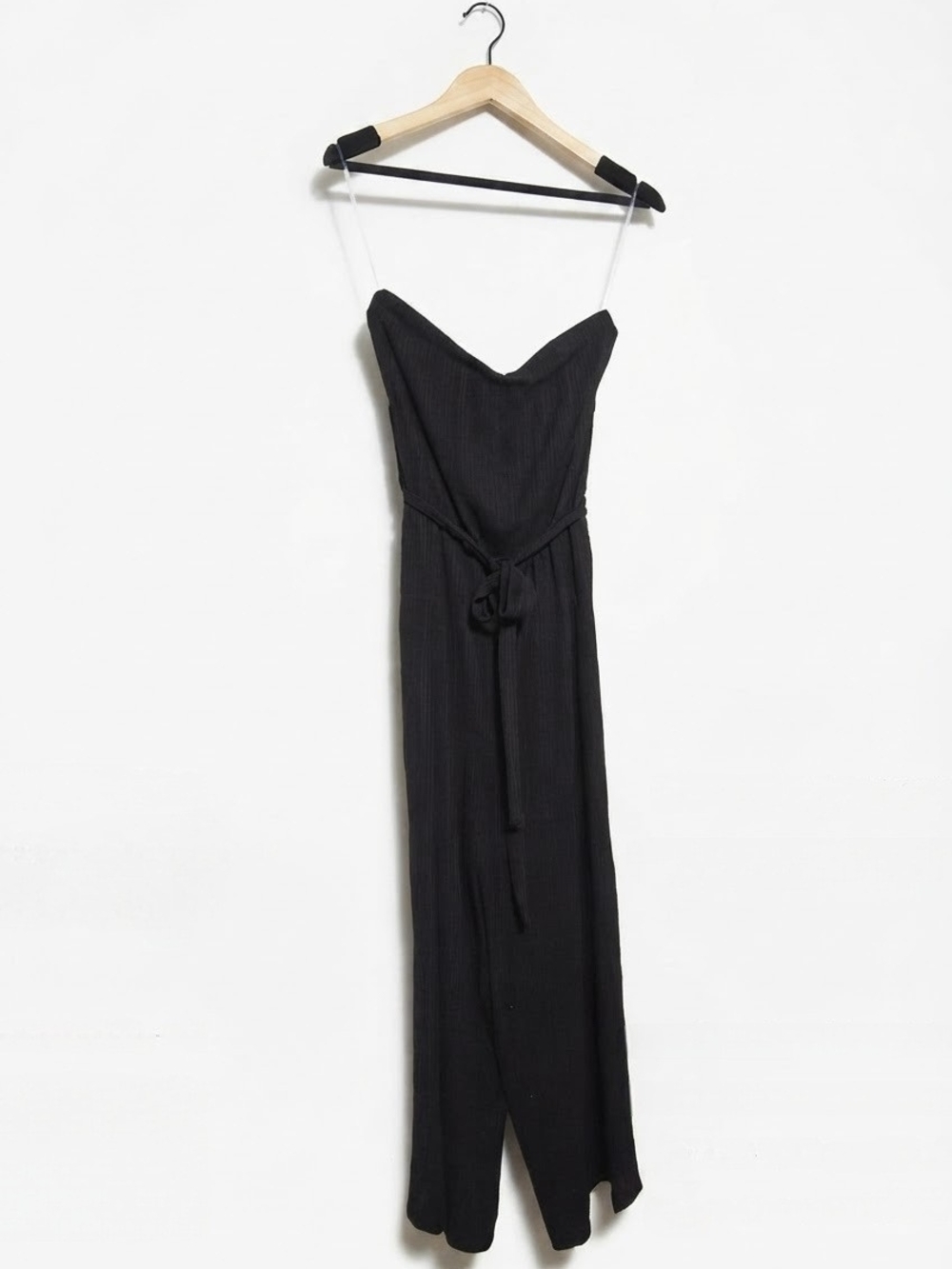 Black Strapless Jumpsuit with Waist Tie